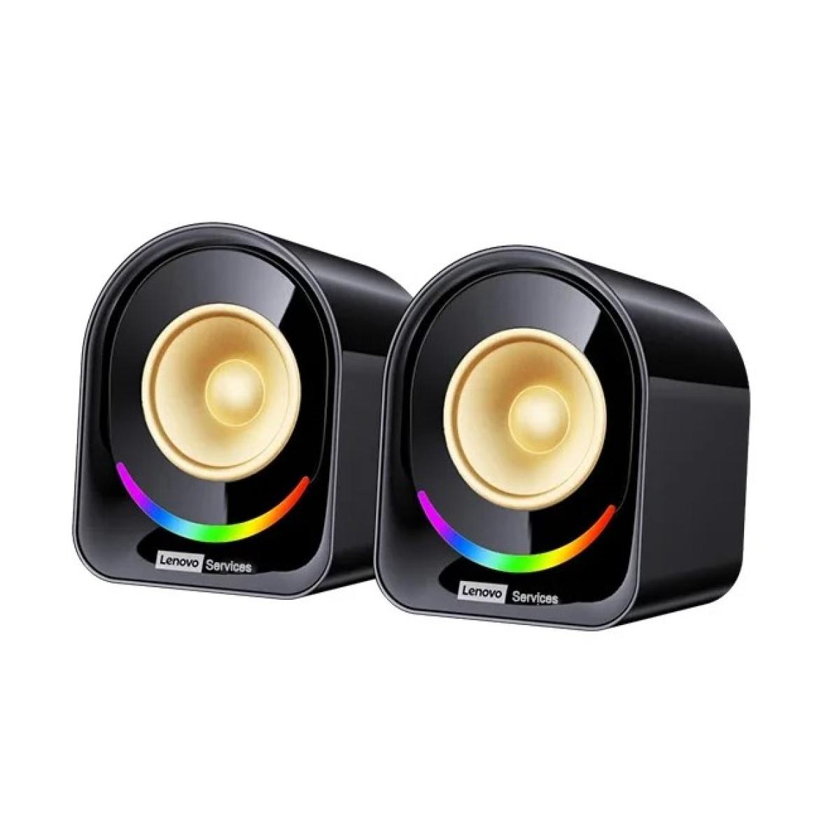 Lenovo A02 RGB Wired 3.5mm+USB Desktop Speakers 3W*2