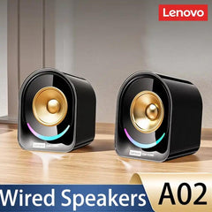 Lenovo A02 RGB Wired 3.5mm+USB Desktop Speakers 3W*2