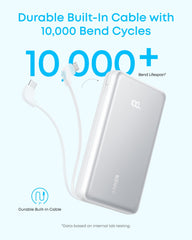 Anker Anker Zolo Power Bank (20K, 22.5W, Built-In USB-C Cable) White