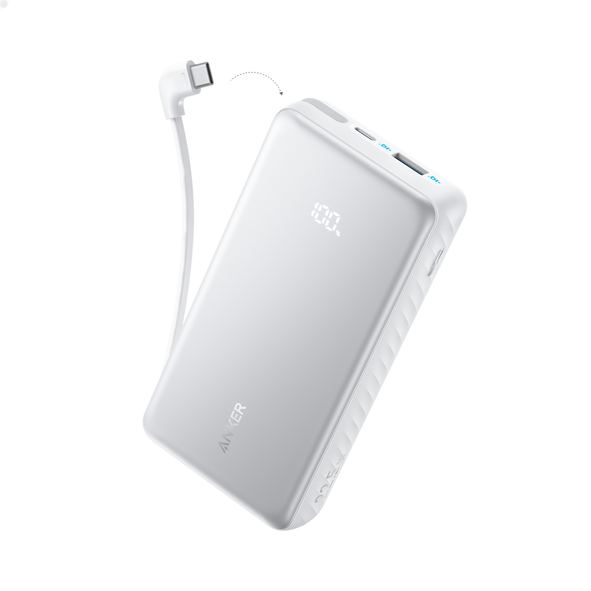 Anker Anker Zolo Power Bank (20K, 22.5W, Built-In USB-C Cable) White