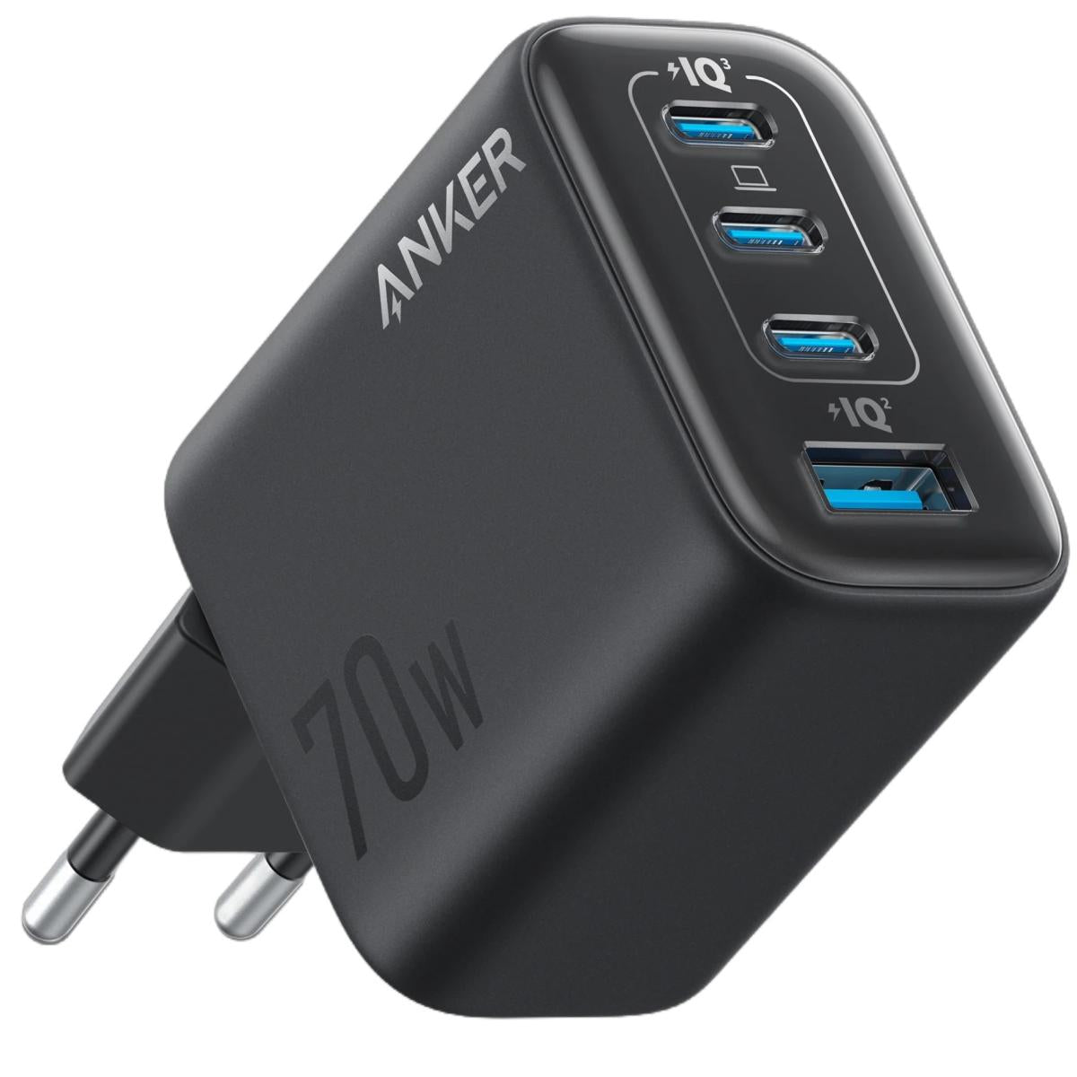 Anker Zolo USB C Wall Charger, 4-Port, PD 3.0 Wall Adapter with 70W Max Output, 3 USB-C and 1 USB-A, Compa and Stable Design, for iPhone 17/16 Series, MacBook, iPad, Pixel, Galaxy, and More (Black)