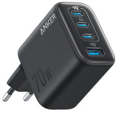 Anker Zolo USB C Wall Charger, 4-Port, PD 3.0 Wall Adapter with 70W Max Output, 3 USB-C and 1 USB-A, Compa and Stable Design, for iPhone 17/16 Series, MacBook, iPad, Pixel, Galaxy, and More (Black)