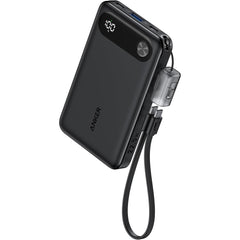 Anker A1257p11 Power Bank, 10,000mah Portable Charger With Built In Usb C Cable And Lanyard, 22.5w Max Output With Usb C&a Port, Battery Pack For Iphone 15/14, Galaxy S23, Ipad, Airpods, And More Black - CompuMe