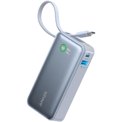 Anker Nano Power Bank, 10,000mah Portable Charger With Built In Usb C Cable, 30w Max Output, For Iphone 16/15 Series, Macbook, Airpods, And More Ice Lake Blue - CompuMe