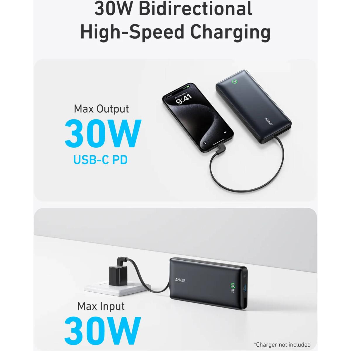 Anker Bank 20000mah USB cable for device connectivity