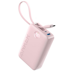 Anker Power Bank Battery Pack, 20,000mah 22.5w High Speed Charging Portable Charger With Built In Usb C Cable, 1 Usb C, 1 Usb A, For Iphone 15/15 Plus/15 Pro/15 Pro Max, Macbook, Galaxy Pink - CompuMe