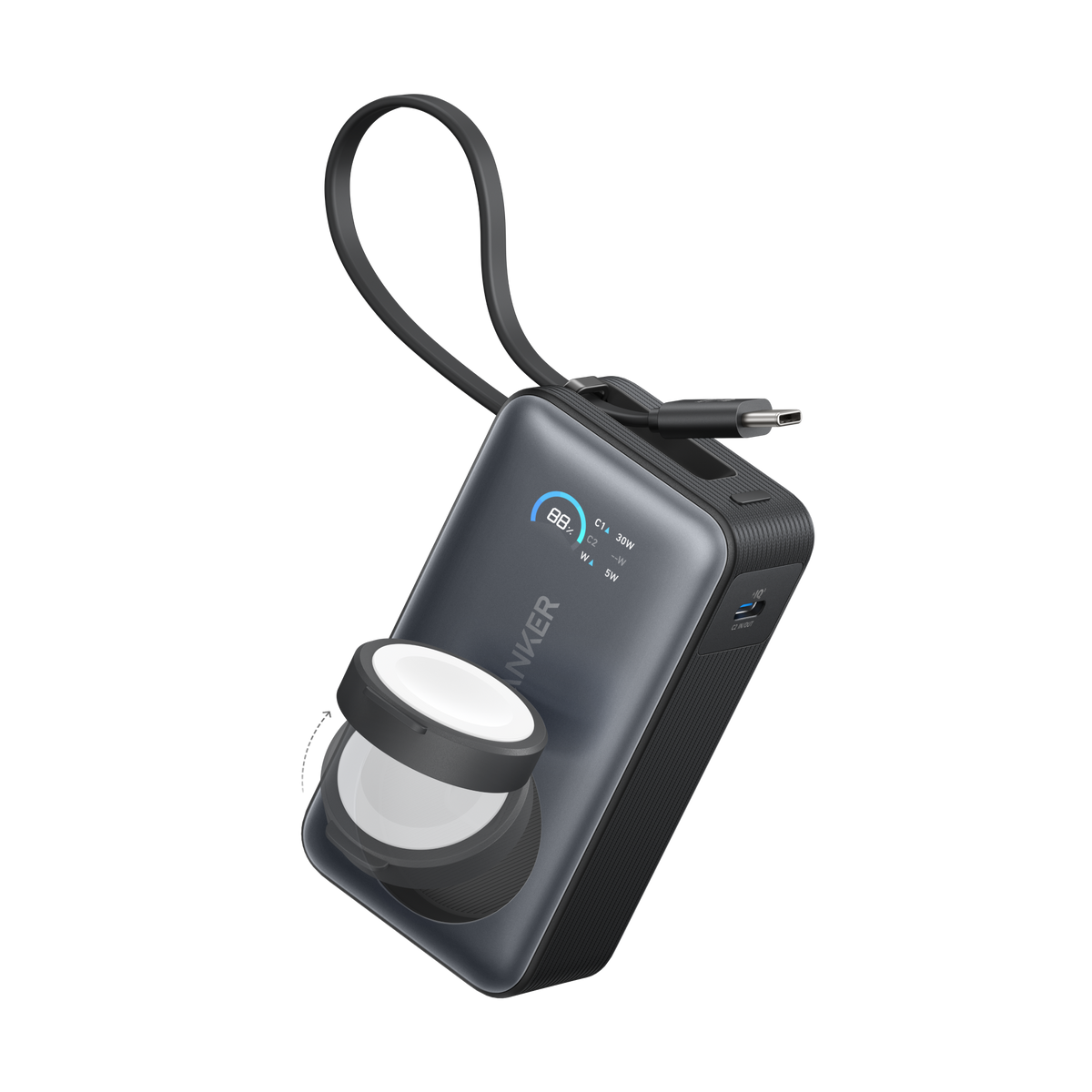 Anker MagGo Power Bank (10K, 35W, For Apple Watch) - Black