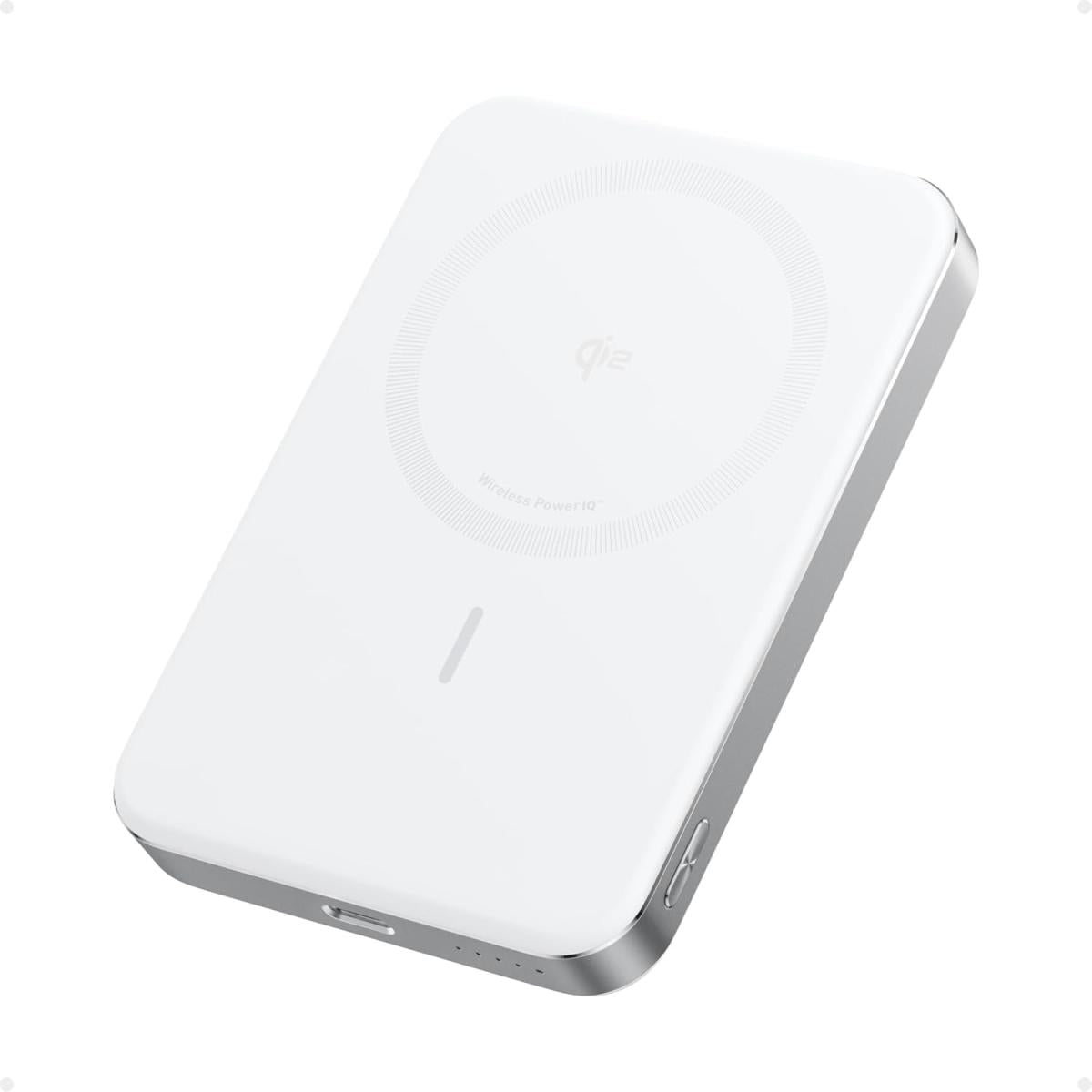 Anker MagGo Power Bank, Ultra-Slim 10,000mAh Magnetic Battery Pack, Qi2 Certified 15W Ultra-Fast MagSafe Compatible Portable Charger, Ergonomic Design, for iPhone16/15/14/13/12 Series Only - White
