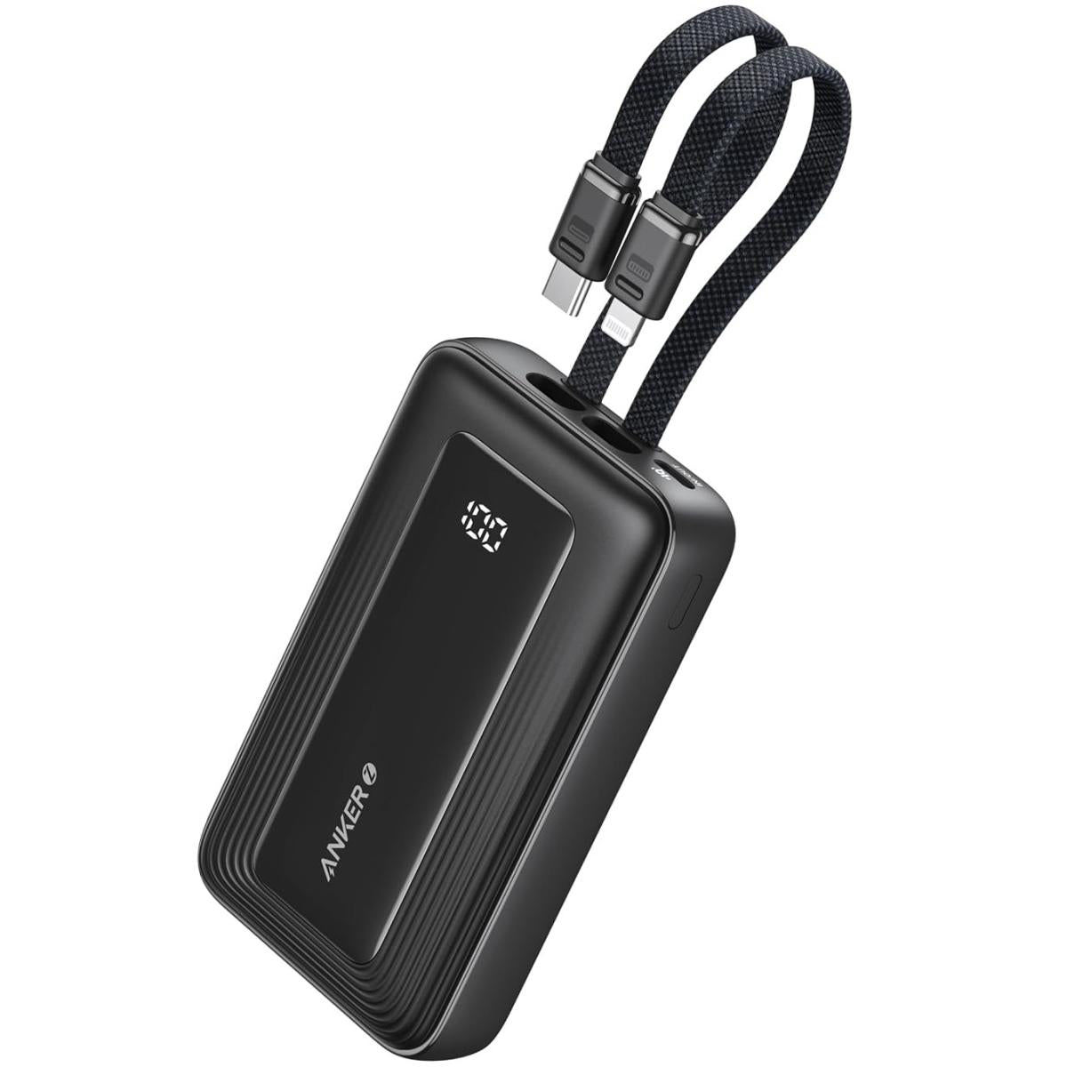 Anker Zolo Power Bank, 10,000mah 30w Max Fast Portable Charger With Built In Usb C And Mfi Certified Lightning Cables, Usb C&a, Battery Pack For Iphone 16/15 Series, Macbook, Galaxy Black