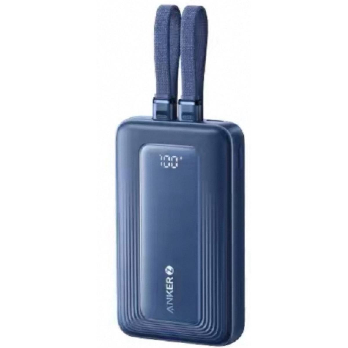 Anker Zolo Power Bank, 10,000mah 30w Max Fast Portable Charger With Built In Usb C And Mfi Certified Lightning Cables, Usb C&a, Battery Pack For Iphone 16/15 Series, Macbook, Galaxy Dark Blue - CompuMe