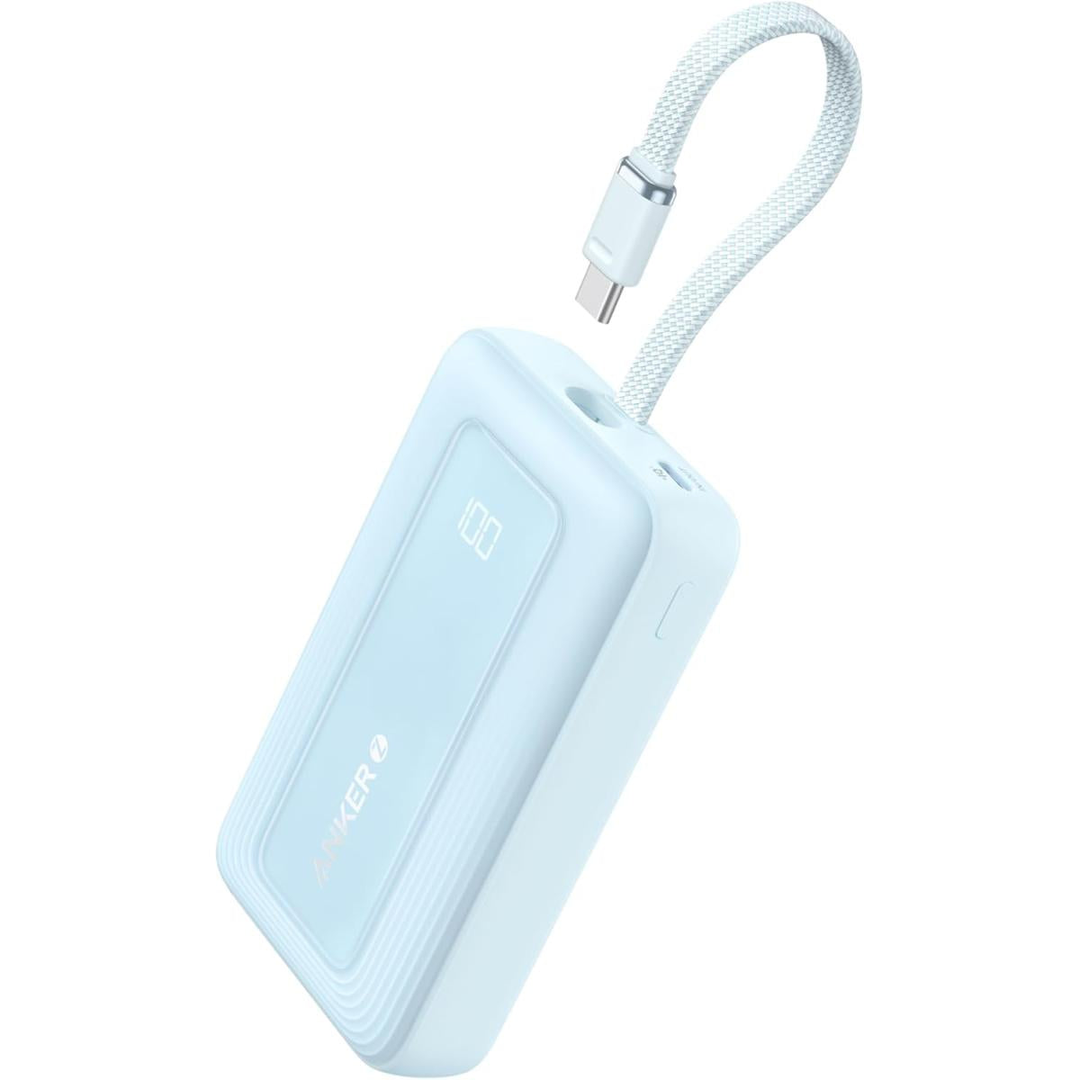 Anker Portable Charger, 10,000mAh 30W Power Bank, USB-C in and Out Fast Charging Battery Pack, Travel Essential Phone Power Bank, for iPhone 17/16/15, iPad, MacBook, Galaxy, Google, and More - Blue