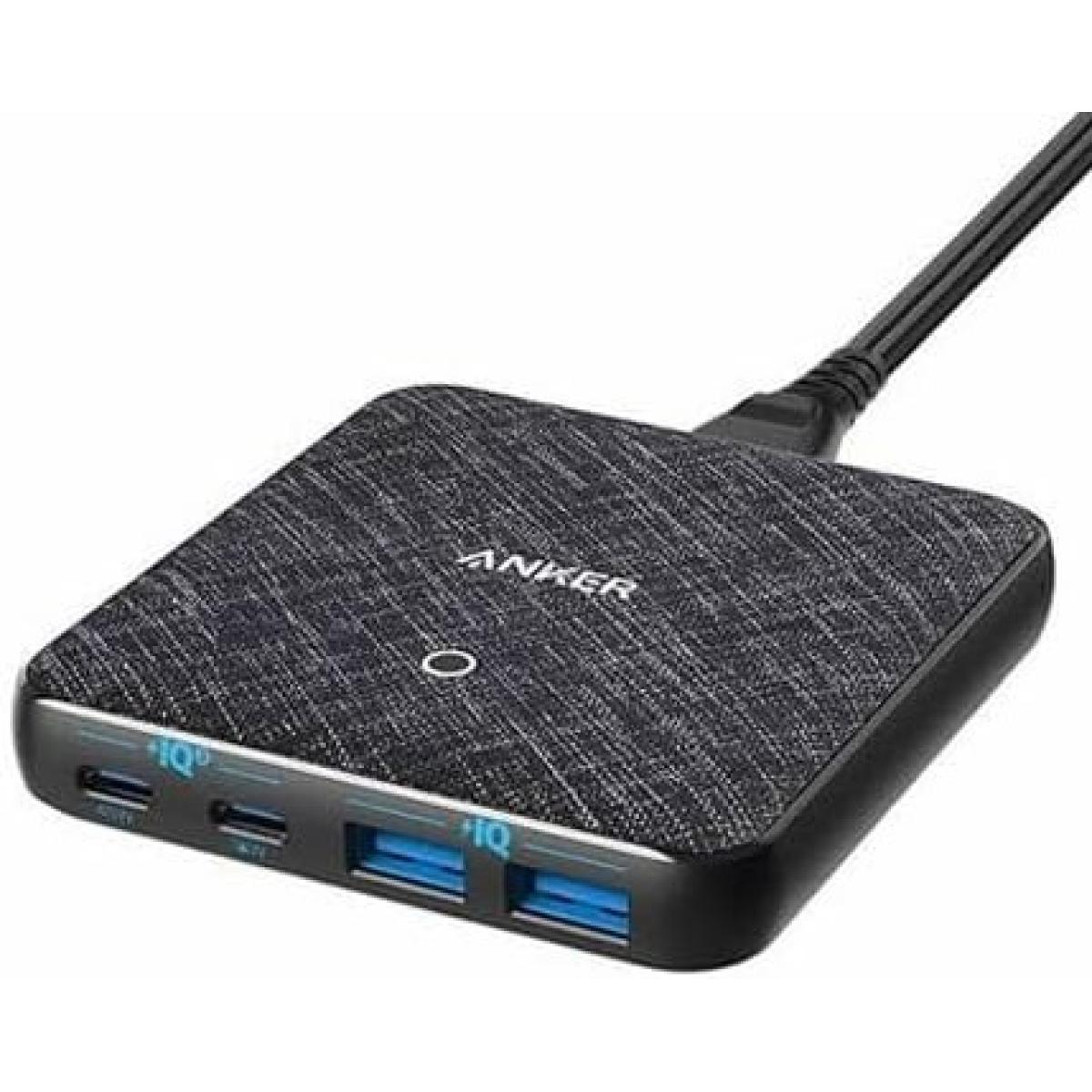 Anker A2046k11 Slim Power Port With Dual Usb C Poweriq 3.0 And Usb A Ports Provided High Speed Charging And Charge 4 Devices Simultaneously Fits Most Types Of Smart Devices 63w Black