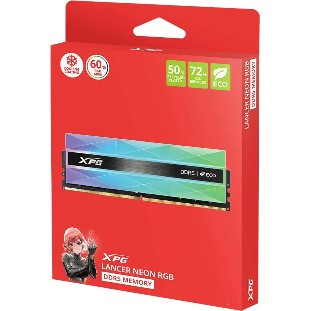 ADATA XPG LANCER NEON 32 GB [2 x 16 GB] DDR5 6400MHz, CL32, 1.4V, Retail, Silver RGB System Memory