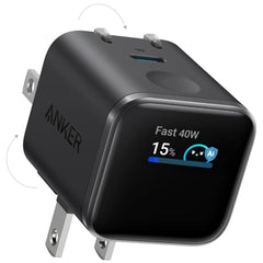 Anker Smart Display Charger, Anker Nano USB C Charger Block, 45W Max GaN Phone Charger,180° Foldable Plug,Smart Recognition,Built-in Care Mode,for iPhone17/16/15 - Black