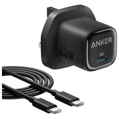 Anker 25w Usb C Charger Block, Compa And Foldable, Supports Pps Fast Charging For Galaxy S24/z Fold/z Flip/tab, Iphone 17/16 Series, Ipad With Cable Black