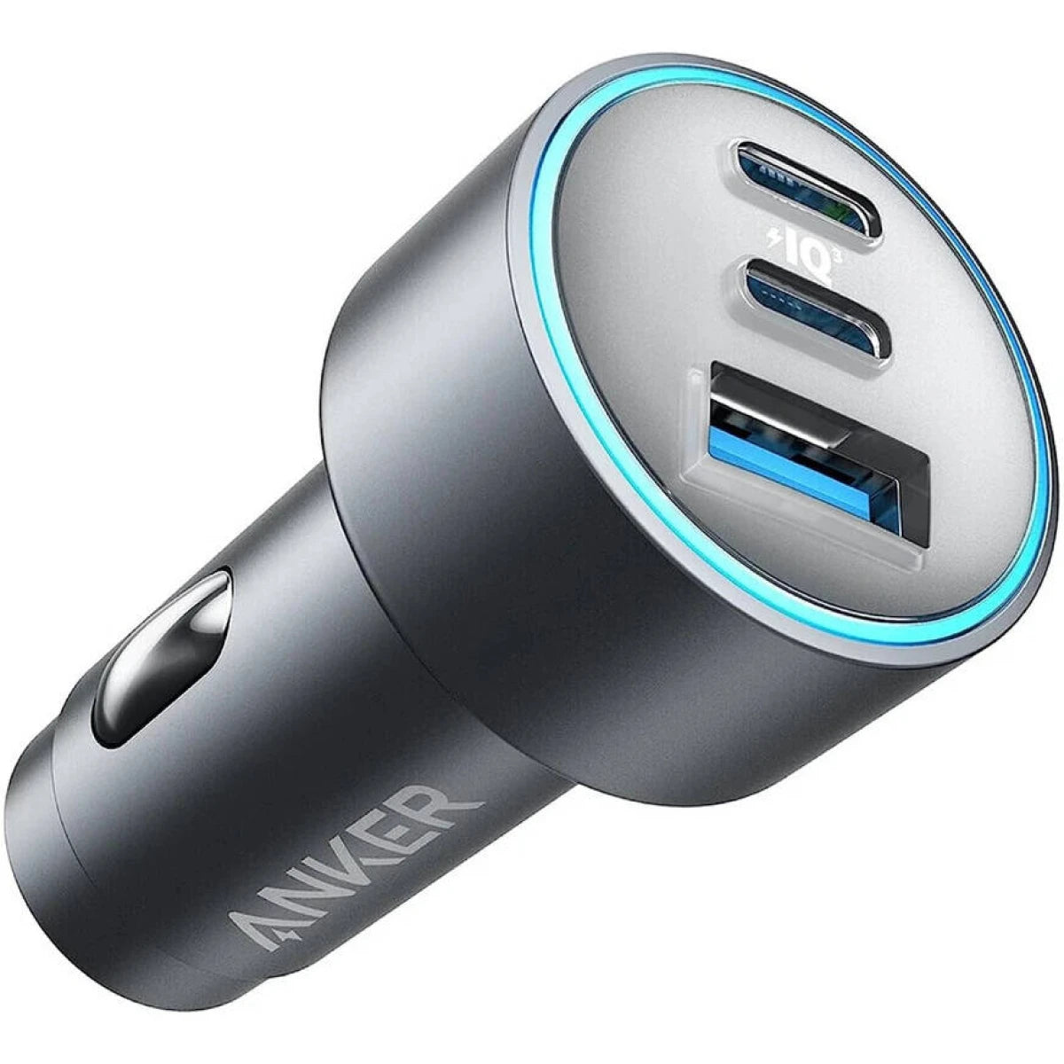 Anker Car Charger, 67W Power, 3 Port Power IQ 3.0 Fast Charging Adapter, Dual USB C And USB A Ports, Compa Design, Active Shield 2.0 Safety System - Black