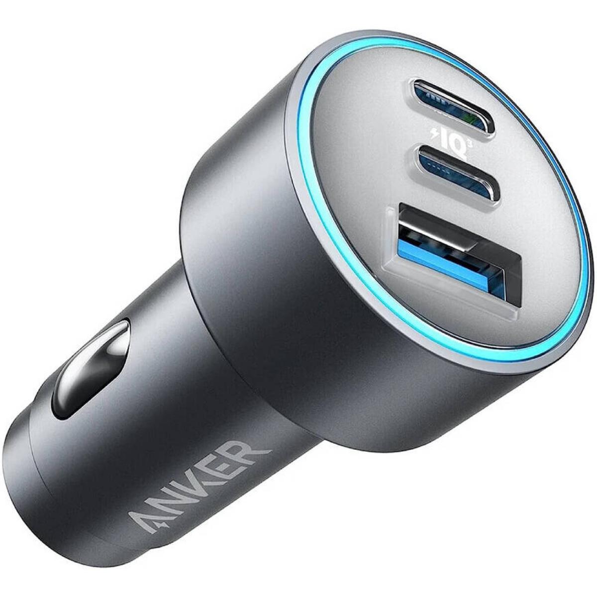 Anker Car Charger, 67W Power, 3 Port Power IQ 3.0 Fast Charging Adapter, Dual USB C And USB A Ports, Compa Design, Active Shield 2.0 Safety System - Black