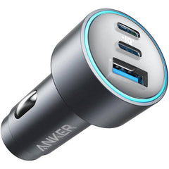 Anker Car Charger, 67W Power, 3 Port Power IQ 3.0 Fast Charging Adapter, Dual USB C And USB A Ports, Compa Design, Active Shield 2.0 Safety System - Black