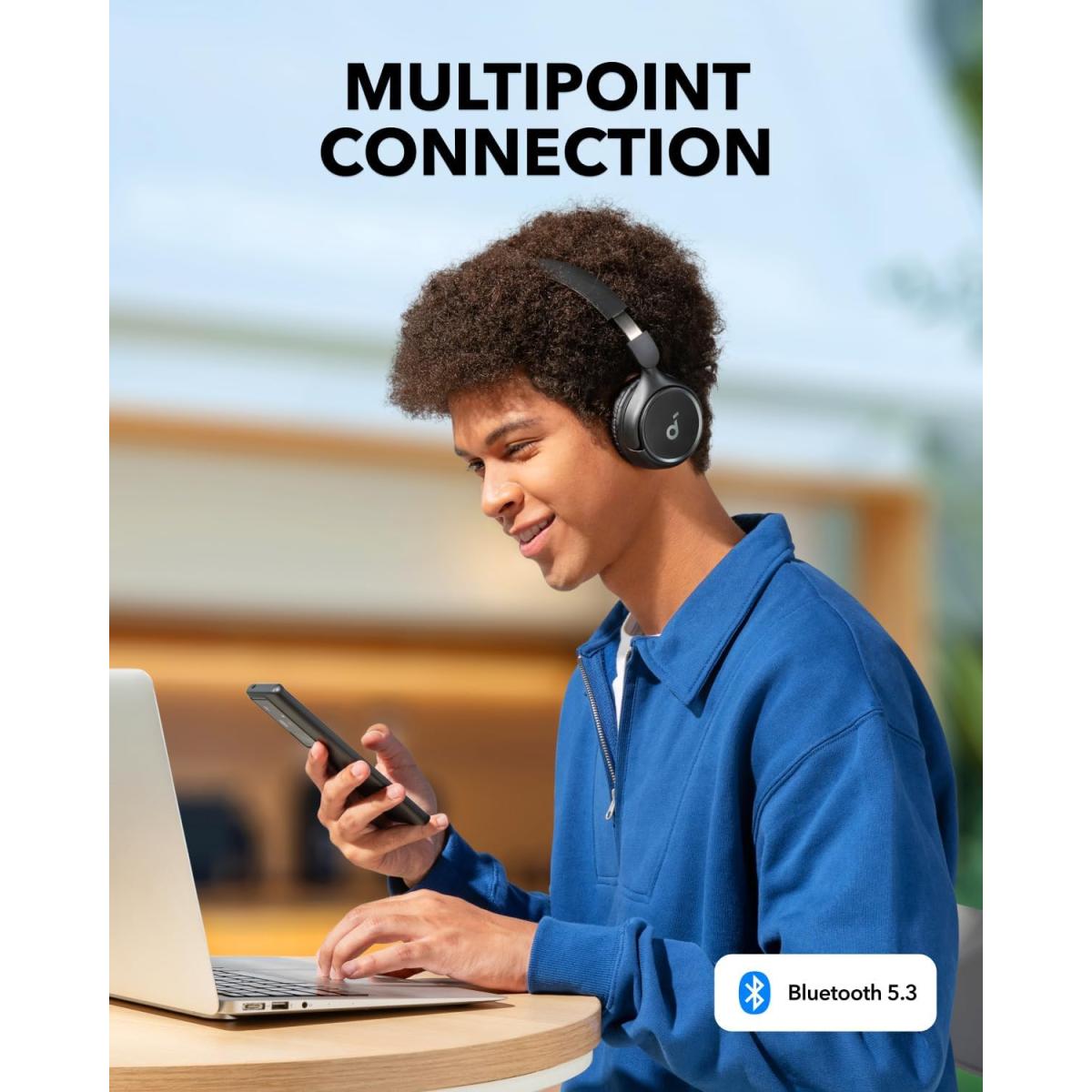 Anker H30I wireless Bluetooth headset for computer setup