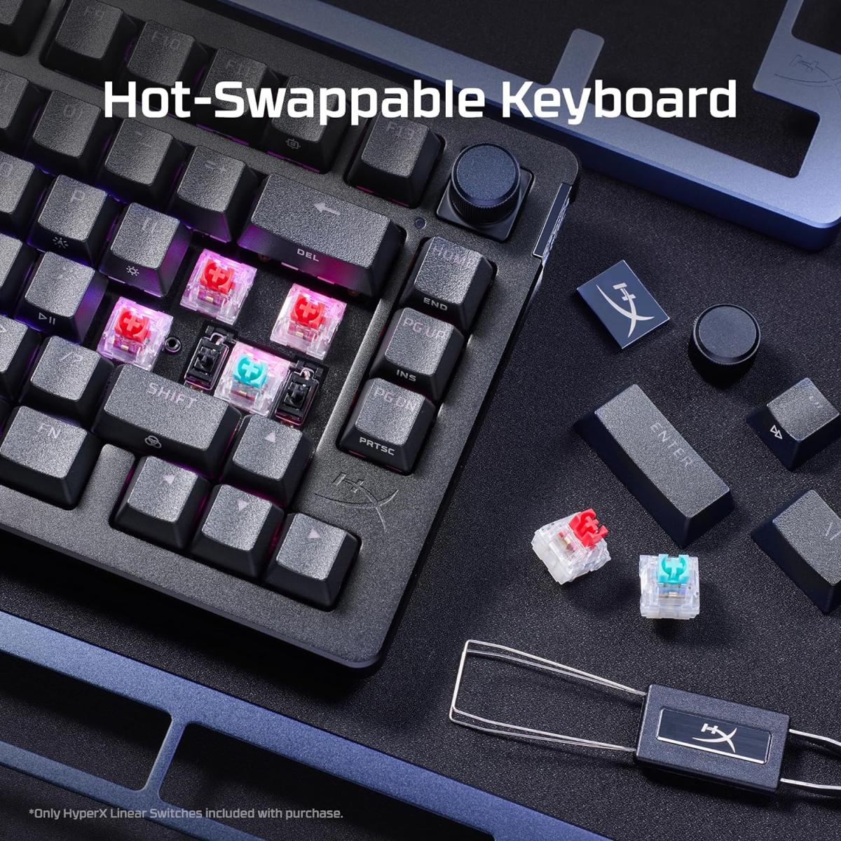 Hyperx Alloy Rise Mechanical Ultra Customizable Hot Swappable Switches Ambient Light Sensor Gasket Mounted Linear Switches Hyperx Alloy Rise Mechanical Ultra Customizable Hot Swappable Switches Ambient Light Sensor Gasket Mounted Linear Switches