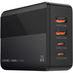 LDNIO A4808Q 70W GaN SUPER FAST CHARGING Desktop Charging for mobile phone and laptop with CE certification - Black
