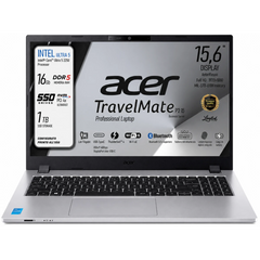 Acer TravelMate P2 15 (2025) Intel® Ultra 5 Gen II 225U 12-Cores Secure, Durable & High-Performance AI Business Laptop w/ TravelMateSense & Fast Charging - Silver