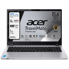 Acer TravelMate P2 15 (2025) Intel® Ultra 5 Gen II 225U 12-Cores Secure, Durable & High-Performance AI Business Laptop w/ TravelMateSense & Fast Charging - Silver