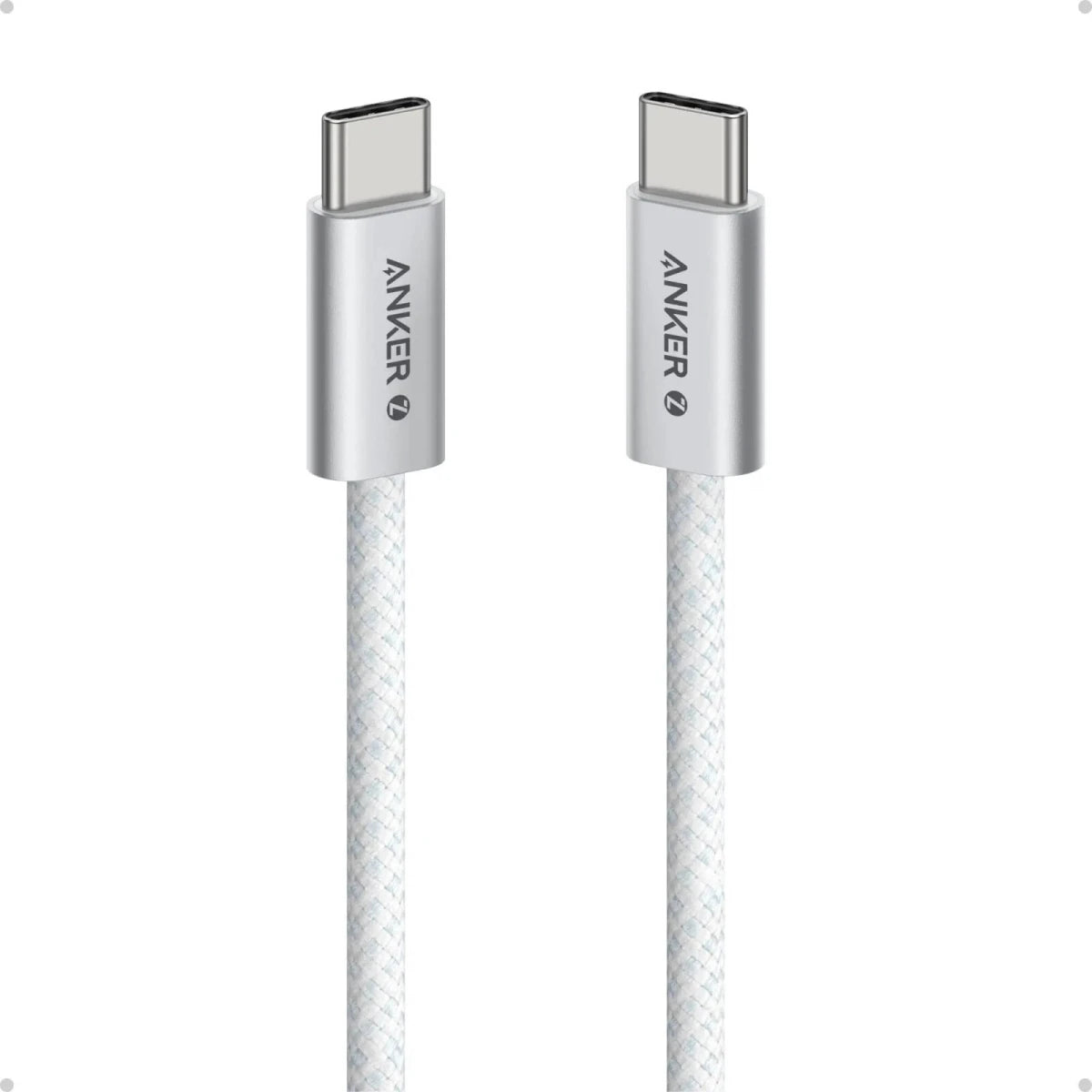 Anker Zolo USB C to USB C Cable, Full-Speed 240W Charging Cable, Dirt-Resistant Unibody, 5.8mm Thickness, 480 Mbps Data Transfer, Durable Braided Exterior, 1M Cable Length, White