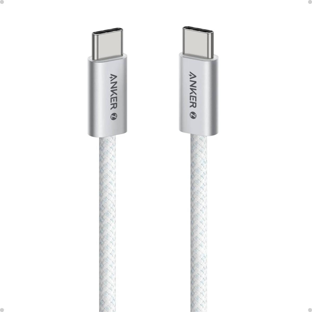 Anker Zolo USB C to USB C Cable, Full-Speed 240W Charging Cable, Dirt-Resistant Unibody, 5.8mm Thickness, 480 Mbps Data Transfer, Durable Braided Exterior, 1M Cable Length, White