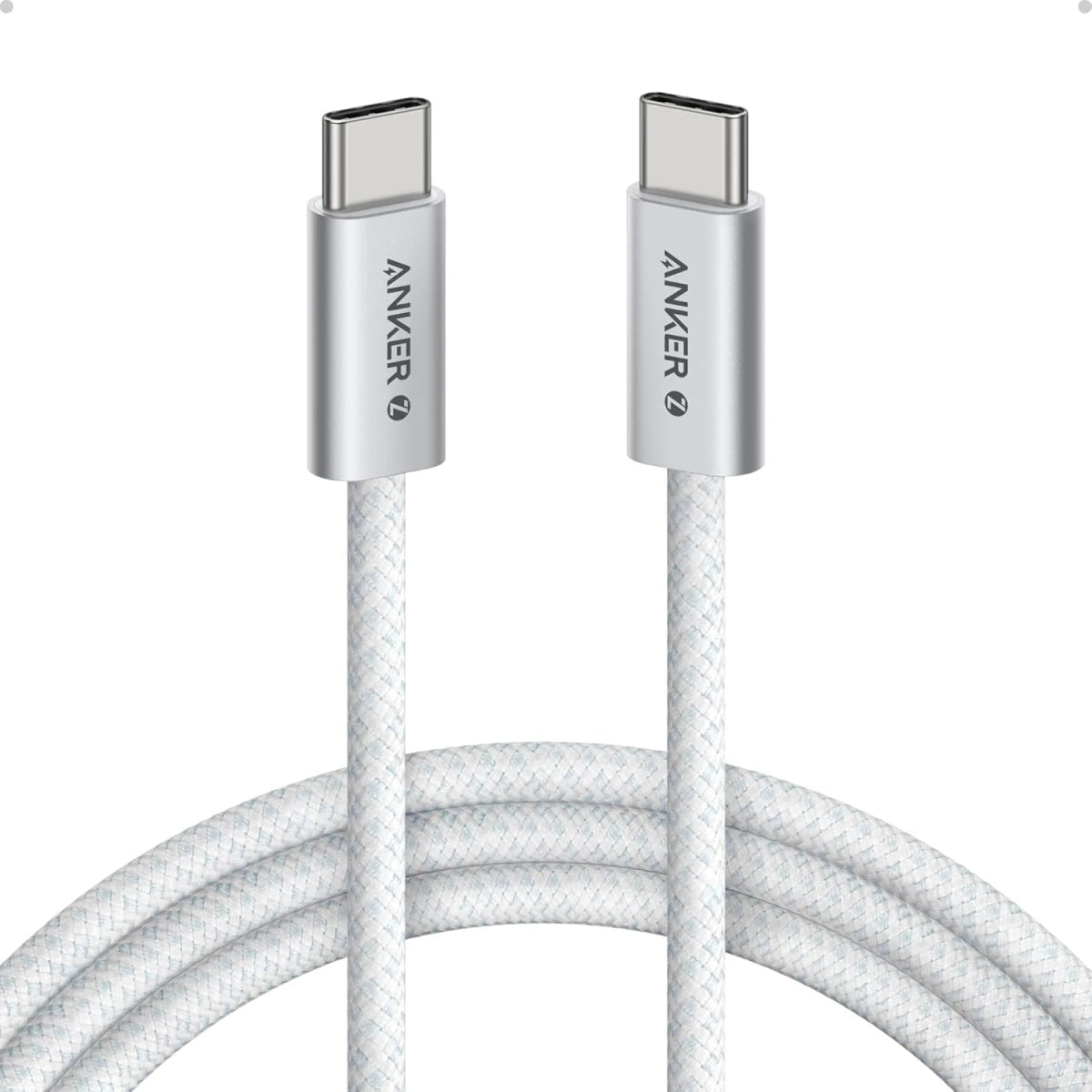 Anker Zolo 240W USB Type-C to USB Type-C Cable, Braided and Dirt-Free Type C Fast Charging 1.5m Cable - White