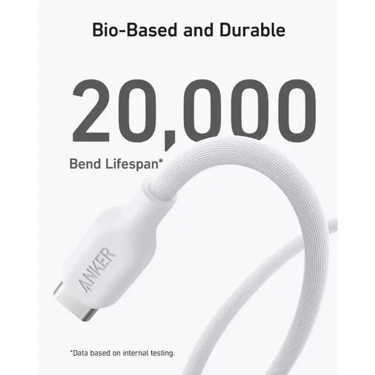Anker 542 Usb C To Lightning Cable Bio Based, 20,000 Bend Lifespan, Up To 30w Fast Charging, For Iphone, Ipad And More, 1.8m, White Anker 542 Usb C To Lightning Cable Bio Based, 20,000 Bend Lifespan, Up To 30w Fast Charging, For Iphone, Ipad And More, 1.8m, White