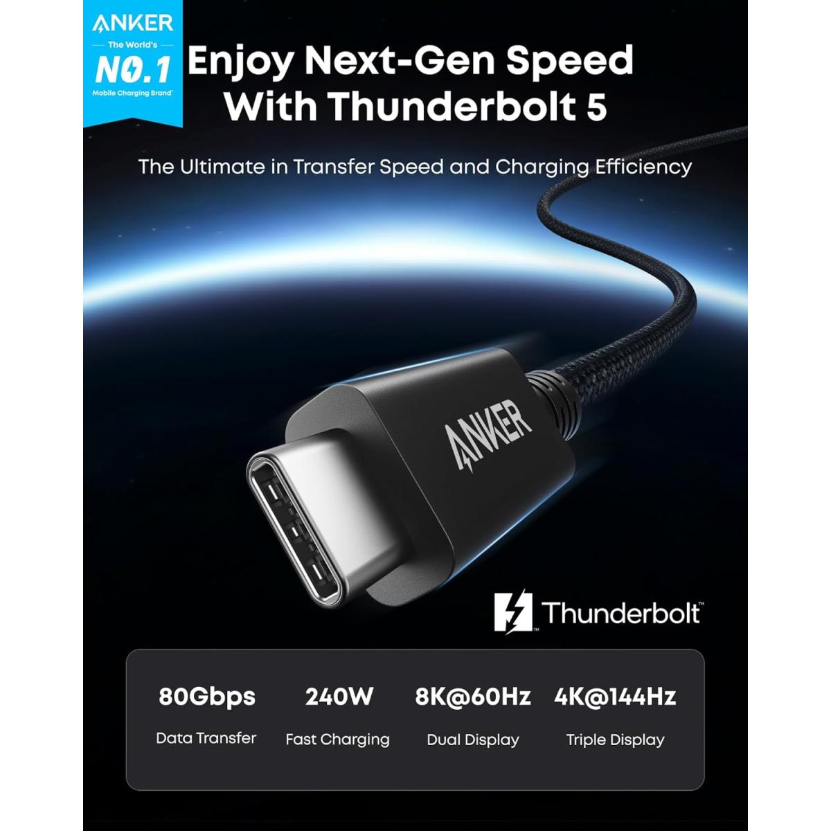 Anker to 120Gbps USB 8K USB - C cable for device connectivity
