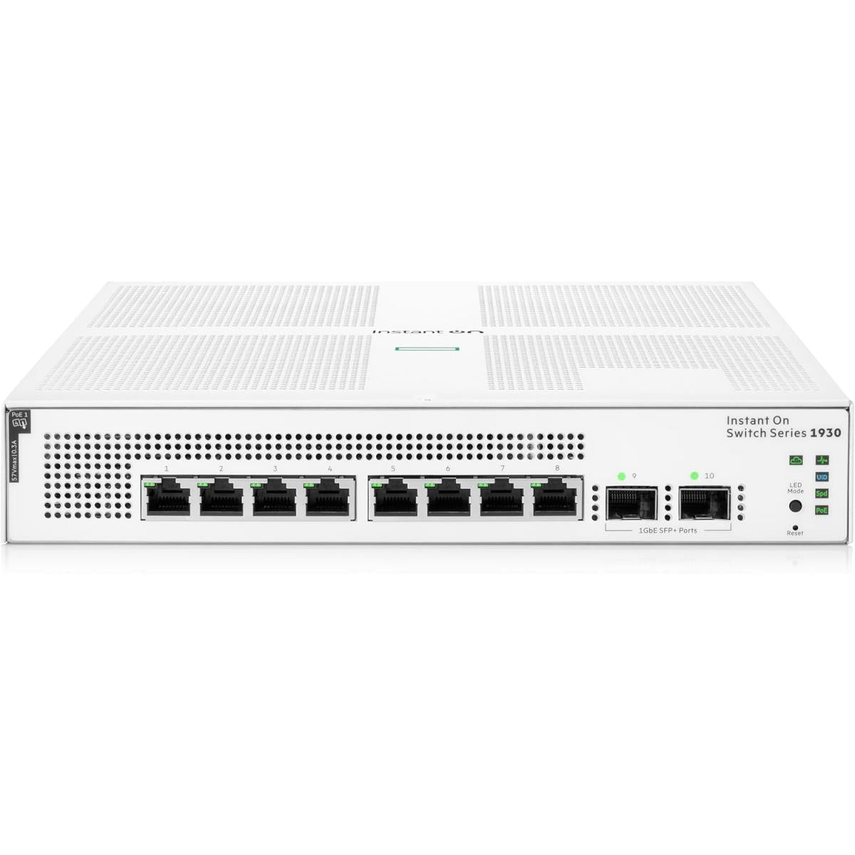 HPE Aruba Networking Instant On Switch Series 1930 8-Port Gb Smart-Managed Layer 2+ Ethernet Switch with PoE | 8X 1G | 2X SFP | 8X CL4 PoE 124W- White