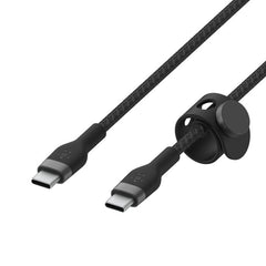 Belkin Boost Charge PRO Flex USB-C to USB-C Braided Silicone Cable, 2Mm, Black - CAB011bt2MBK