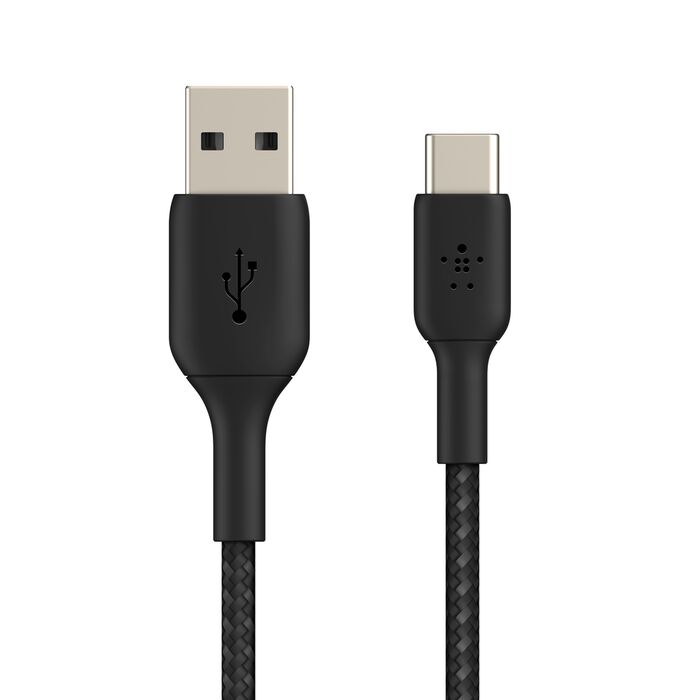 Belkin Boost Charge USB-A to USB-C Braided Cable, 2Mm, Black - CAB002bt2MBK