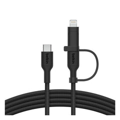 Belkin Boost Charge 2in1 USB-C to USB-C Braided Cable with Lightning adapter, 1.5Mm, Black - CAC003hq1.5MBK