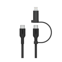 Belkin Boost Charge 2in1 USB-C to USB-C Braided Cable with Lightning adapter, 1.5Mm, Black - CAC003hq1.5MBK
