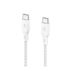Belkin Boost Charge USB-C to USB-C Braided Cable, 2Mm, 100W PD, White - CAB014bt2MWH