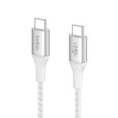 Belkin Boost Charge USB-C to USB-C Braided Cable, 240Watts PD, 48V/5A, 2Mm, White - CAB015bt2MWH
