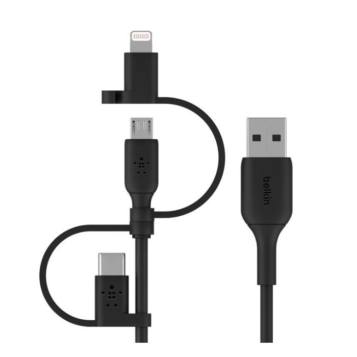 Belkin Boost Charge Universal Cable, USB-A cable with USB-C, Micro-USB and Lightning, Black - CAC001bt1MBK