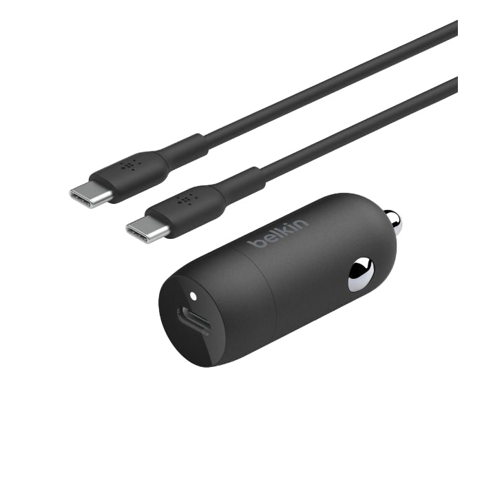 Belkin BoostCharge 30W USB-C PD Car Charger with 1m USB-C to USB-C Cable, Black - CCA004bt1MBK-B6