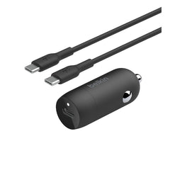Belkin BoostCharge 30W USB-C PD Car Charger with 1m USB-C to USB-C Cable, Black - CCA004bt1MBK-B6