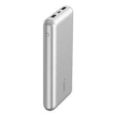 Belkin Boost Charge 3-Port & 20000Mah Power Bank with USB-C 15Watts, Dual USB-A, Silver - BPB012btGY