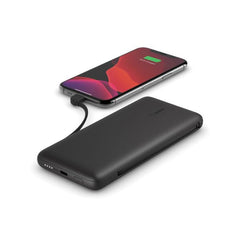 Belkin Boost Charge Plus 2 Integrated Cables, 10000Mah Power Bank USB-C 18Watts, Black - BPB006btBLK