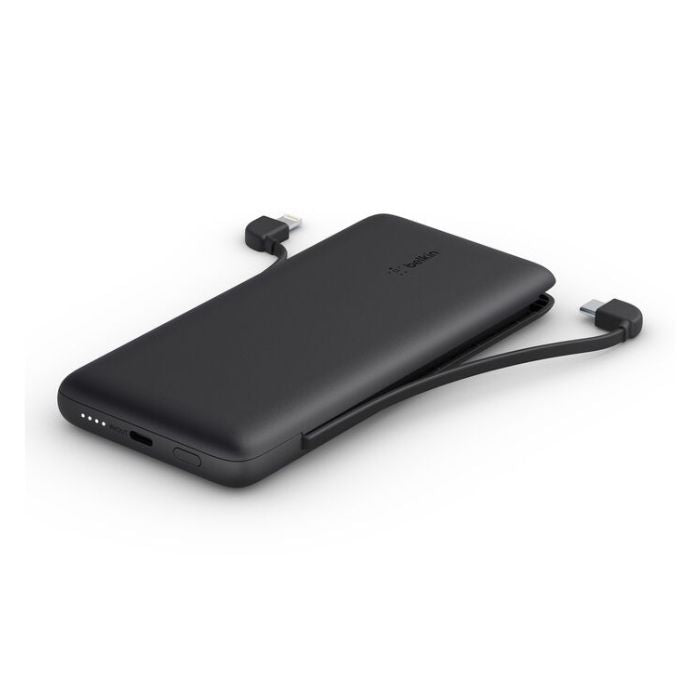 Belkin Boost Charge Plus 2 Integrated Cables, 10000Mah Power Bank USB-C 18Watts, Black - BPB006btBLK
