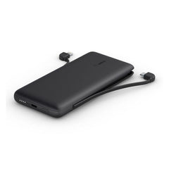 Belkin Boost Charge Plus 2 Integrated Cables, 10000Mah Power Bank USB-C 18Watts, Black - BPB006btBLK
