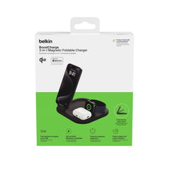 Belkin Boost Charge 3-in-1 Magnetic Charging Stand, Qi2 Fast Wireless Charging,15Watts - WIZ029vfBK