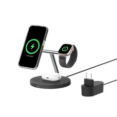 Belkin Boost Charge 3-in-1-Wireless Charger, MagSafe Compatible, PSU Included, Black - WIZ032kqBK