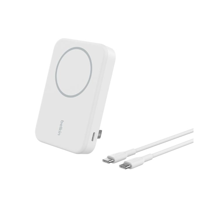 Belkin Boost Charge Qi2 Magnetic Wireless, Power Bank 8000Mah & Stand, 15Watts, White - BPD007btWH