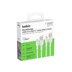 Belkin Boost Charge USB-C to USB-A, 1Mm, 2Pack, White - CAB001bt1MWH2PK
